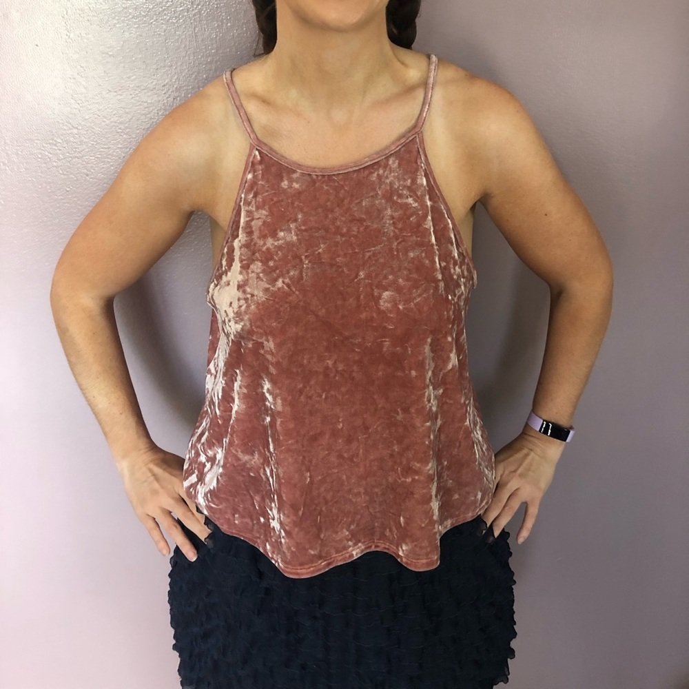 Pink velvet tank top